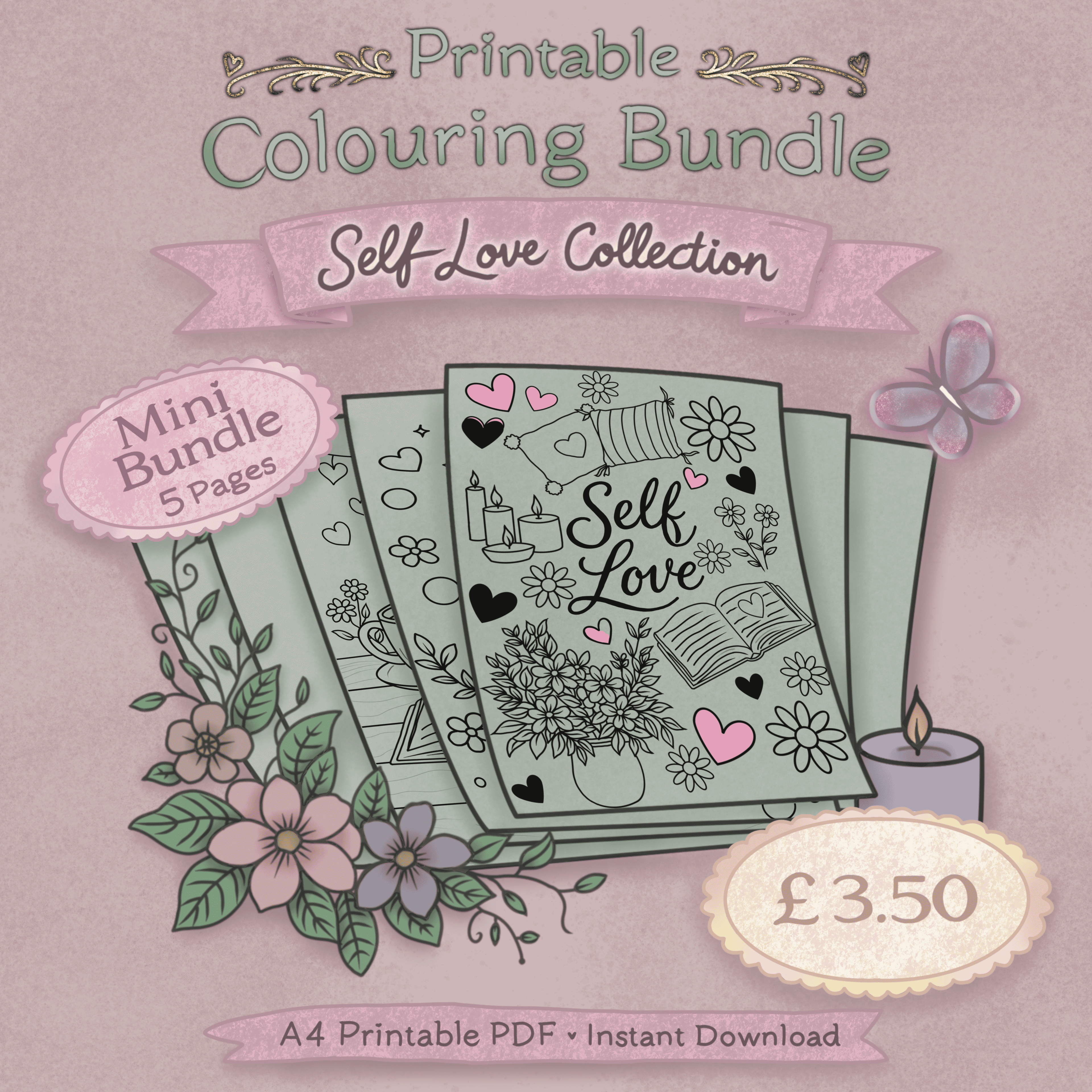 Self Love Colouring Bundle – Mini Edition (5 Pages)