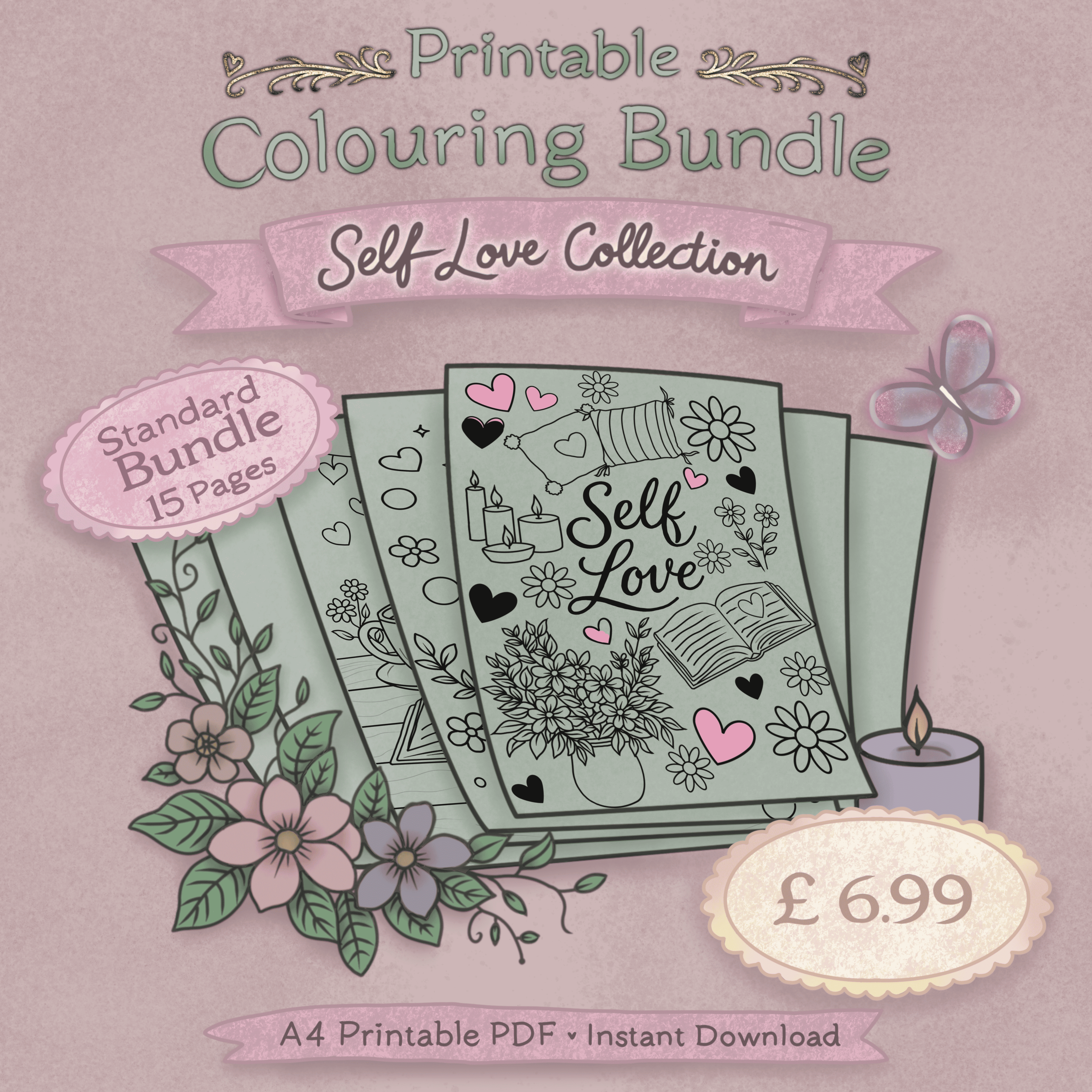 Self Love Colouring Bundle – Standard Edition (15 Pages)